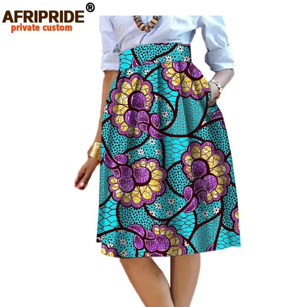 2025 Summer Original African Style Garment Midi Skirt for Women Private Custom High Quality Batik Cotton Femmal Clothing A722704 - Fashion Couture