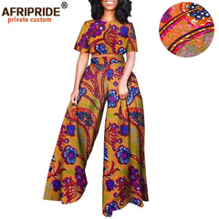 African 2 piece Set for Women Print Tops and Ankara Pants Dashiki Clothing Tracksuit Short Blouse Outfits Wax AFRIPRIDE A2026001 - Fashion Couture