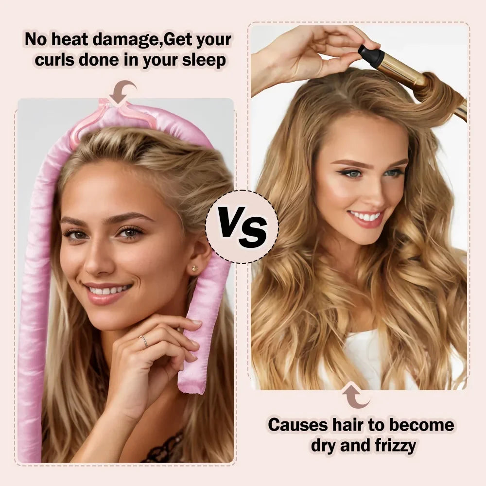 Heatless Curling Rod Headband Set – No Heat Hair Curler with Bonnet