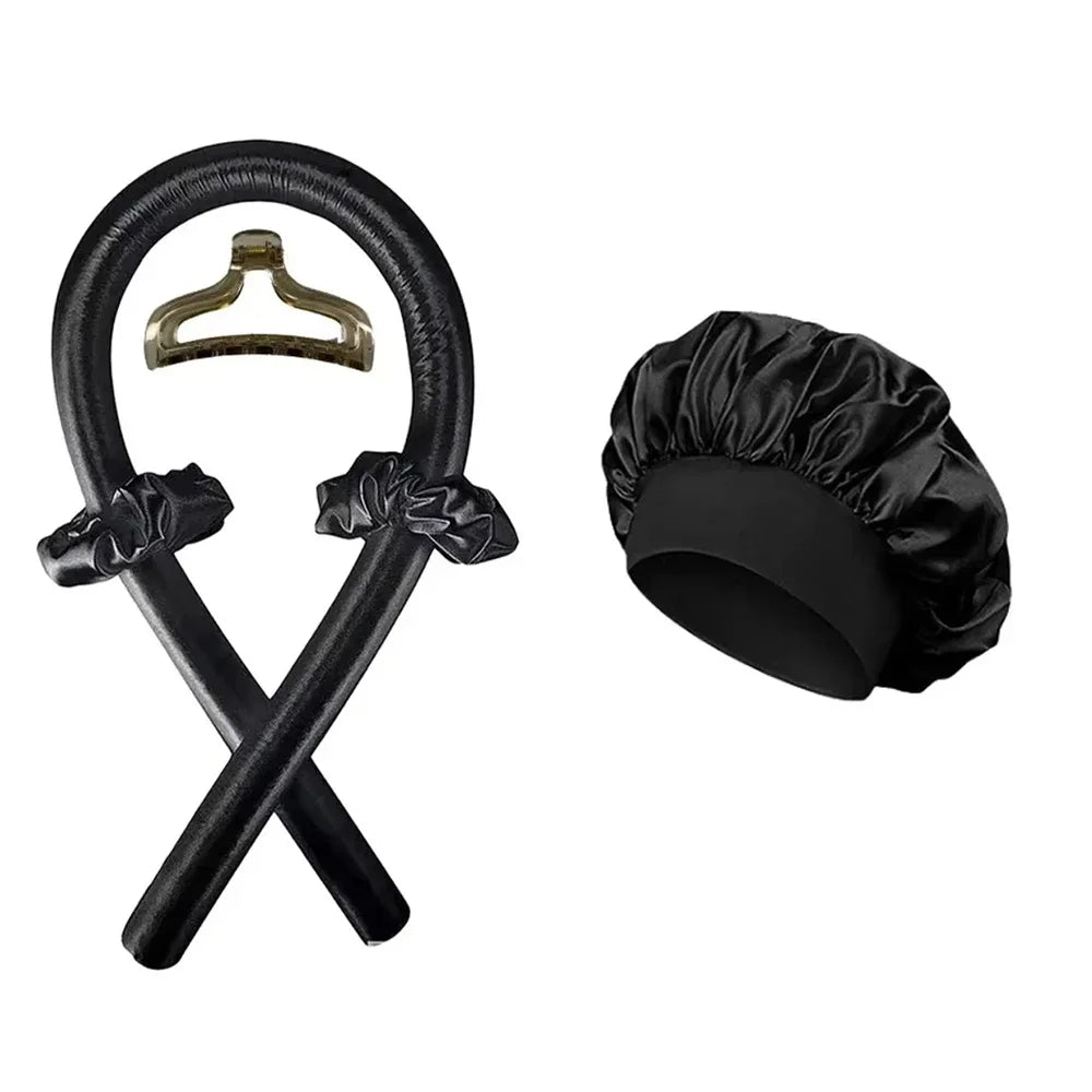 Heatless Curling Rod Headband Set – No Heat Hair Curler with Bonnet