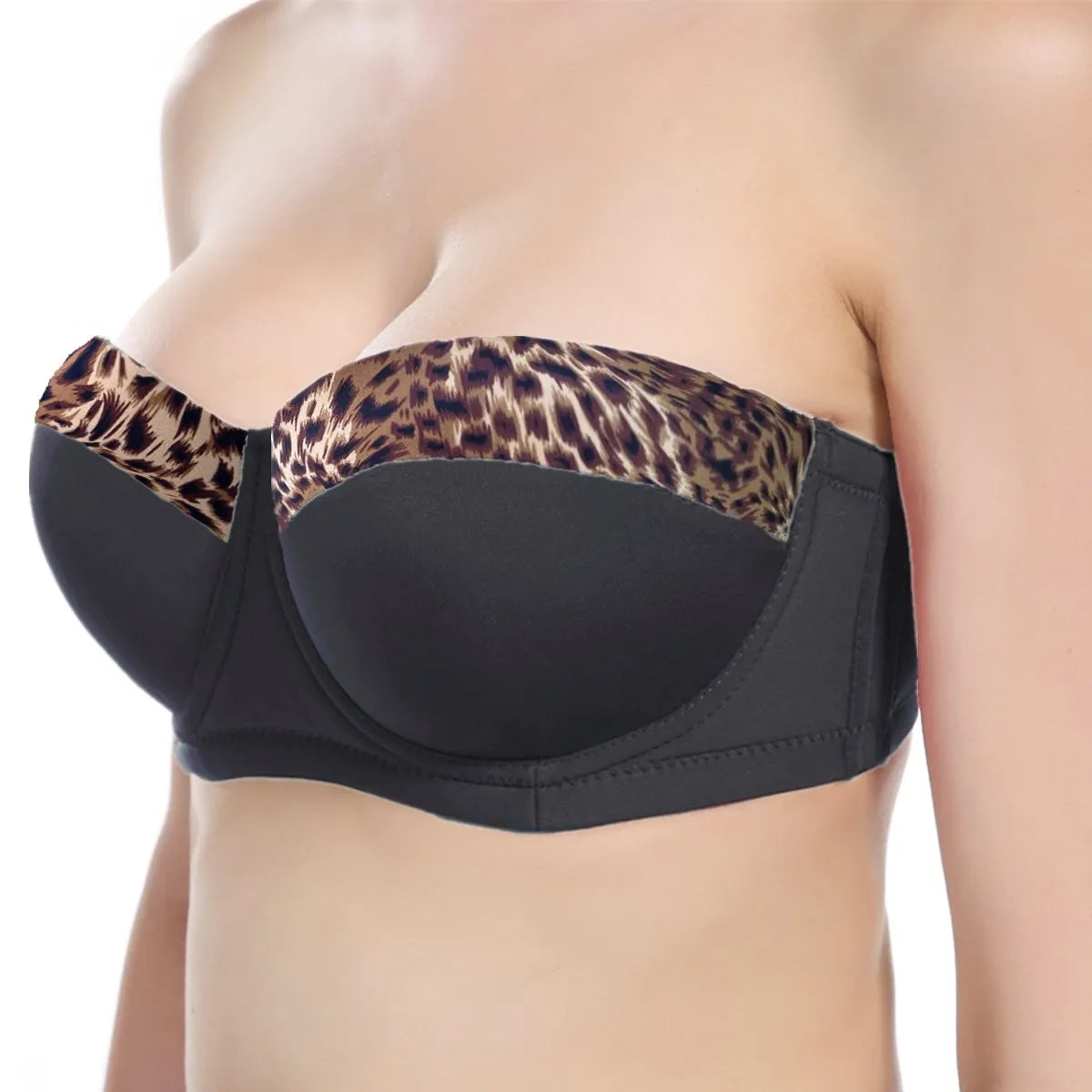Close-up of the non-slip silicone lining and high-tension side wings for secure bra support