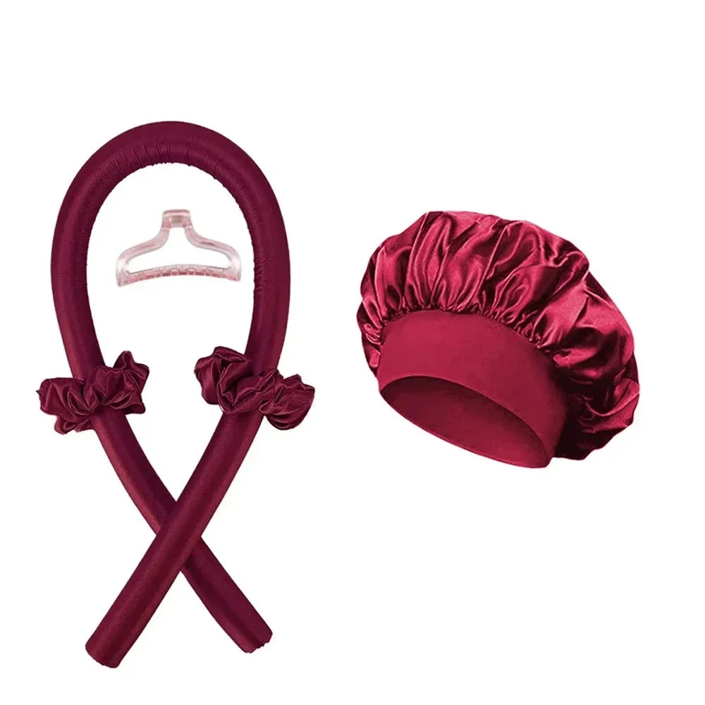 Fashion Couture heatless curling rod headband set with bonnet for no-heat hair curling, shown in the product image.