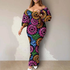 Afripride African Women Ankara Printed Fabric Dress Customized Loose Sexy Bubble Sleeve Dresses 2425027 - Fashion Couture