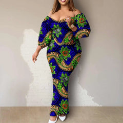 Afripride African Women Ankara Printed Fabric Dress Customized Loose Sexy Bubble Sleeve Dresses 2425027 - Fashion Couture