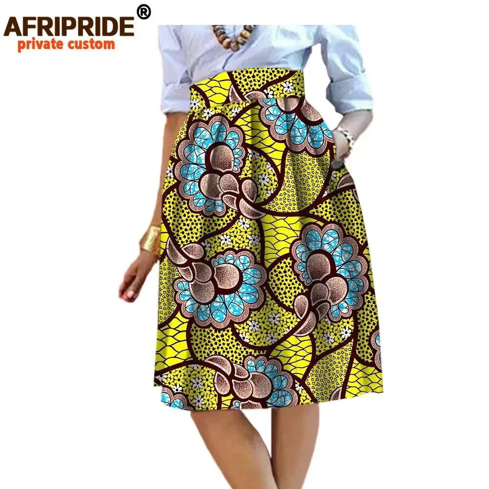 2025 Summer Original African Style Garment Midi Skirt for Women Private Custom High Quality Batik Cotton Femmal Clothing A722704 - Fashion Couture
