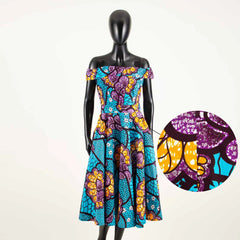 Omotola  Ankara Off Shoulder Dress - Fashion Couture