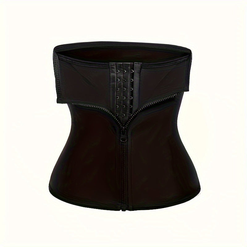 Fashion Couture adjustable neoprene waist trainer with lumbar back support, shown on a model for shaping and support.