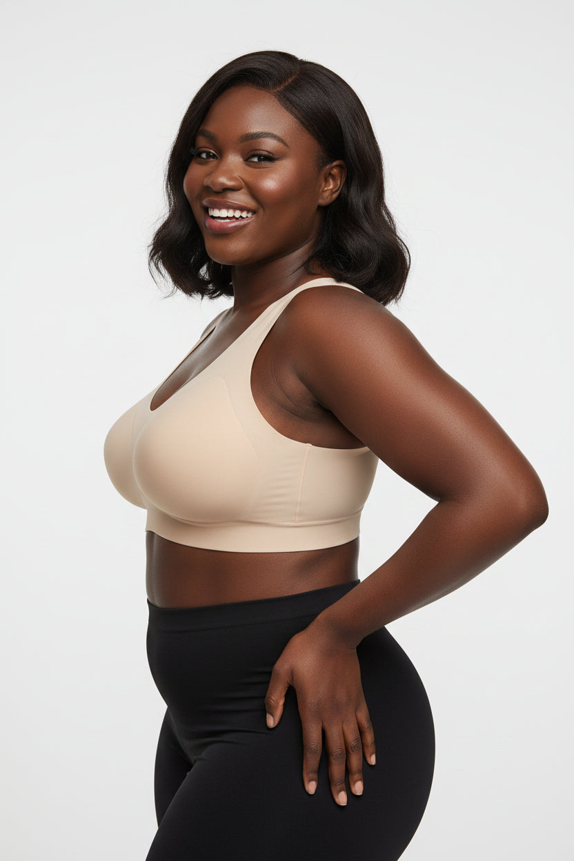 Fashion Couture posture correcting sports bra with seamless back support and sagging prevention, designed for comfortable active wear.