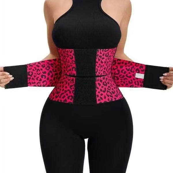 Elastic waist support belt for women by Fashion Couture, shown wrapped around a woman's midsection for wellness and fitness support.