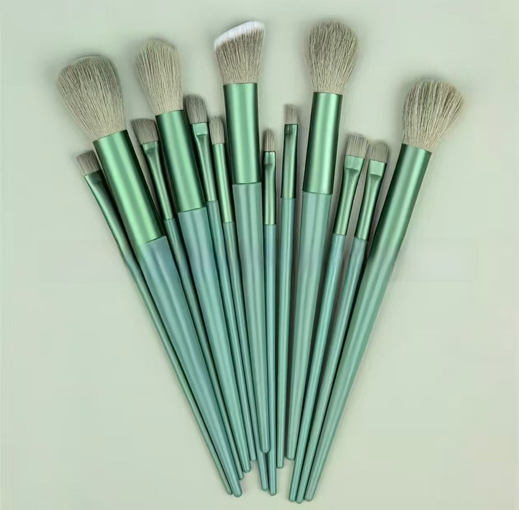13-Piece Makeup Brush Set – Powder, Blush, Eyeshadow & Lip Brushes | Synthetic Fibres, 5 Colour Options