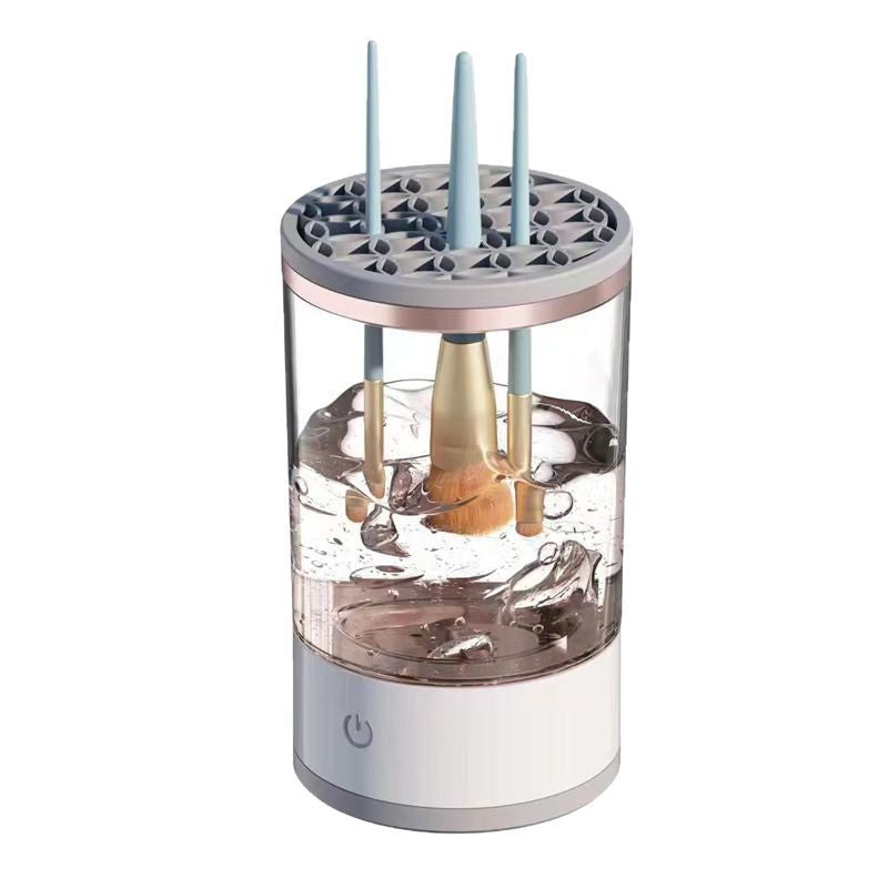 Rechargeable Electric Makeup Brush Cleaner & Dryer – USB, Auto-Spin | Transparent & Black