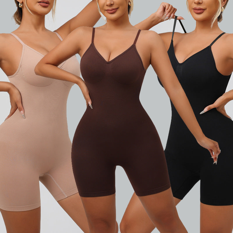Fashion Couture seamless corset bodysuit with waist cinching and tummy control shaper for women, shown on a model.