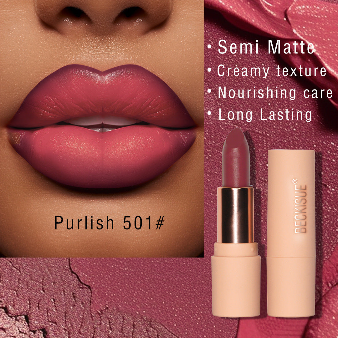 Nude Semi-Matte Lipstick – Long-Lasting Waterproof Formula | 12 Shades, 3.6g