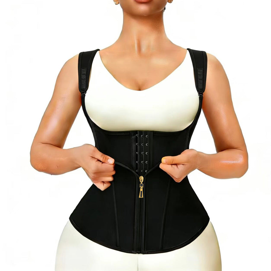 Fashion Couture mesh steel boned corset with firm waist cinching and breathable fabric for body shaping and waist slimming.