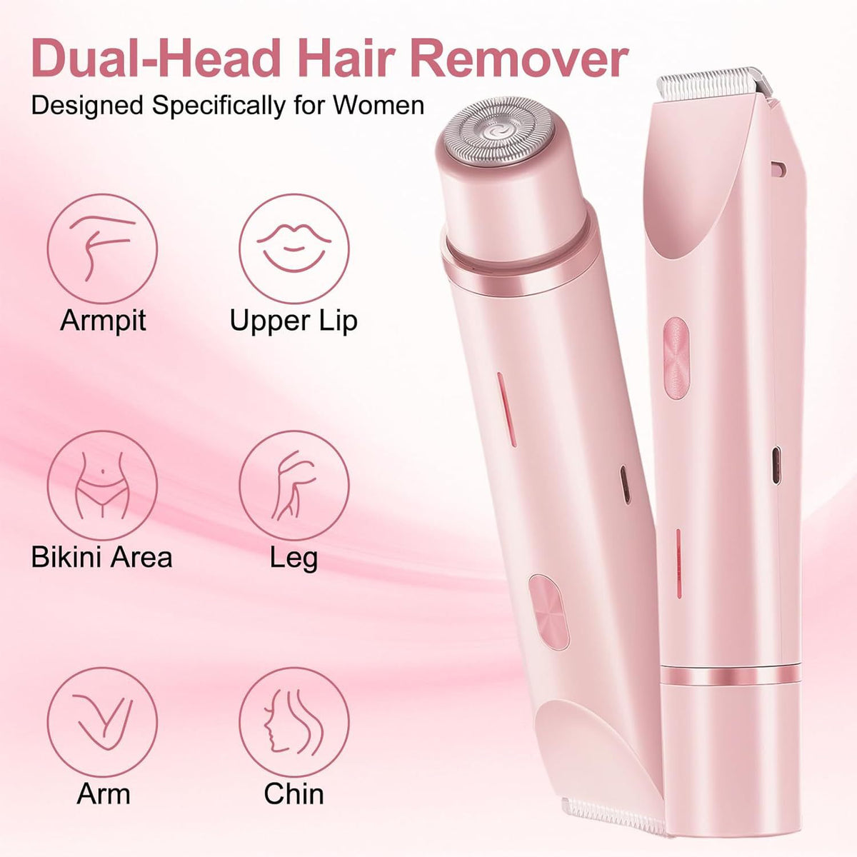 Double-Head Electric Hair Remover | IPX7 Waterproof, USB Rechargeable