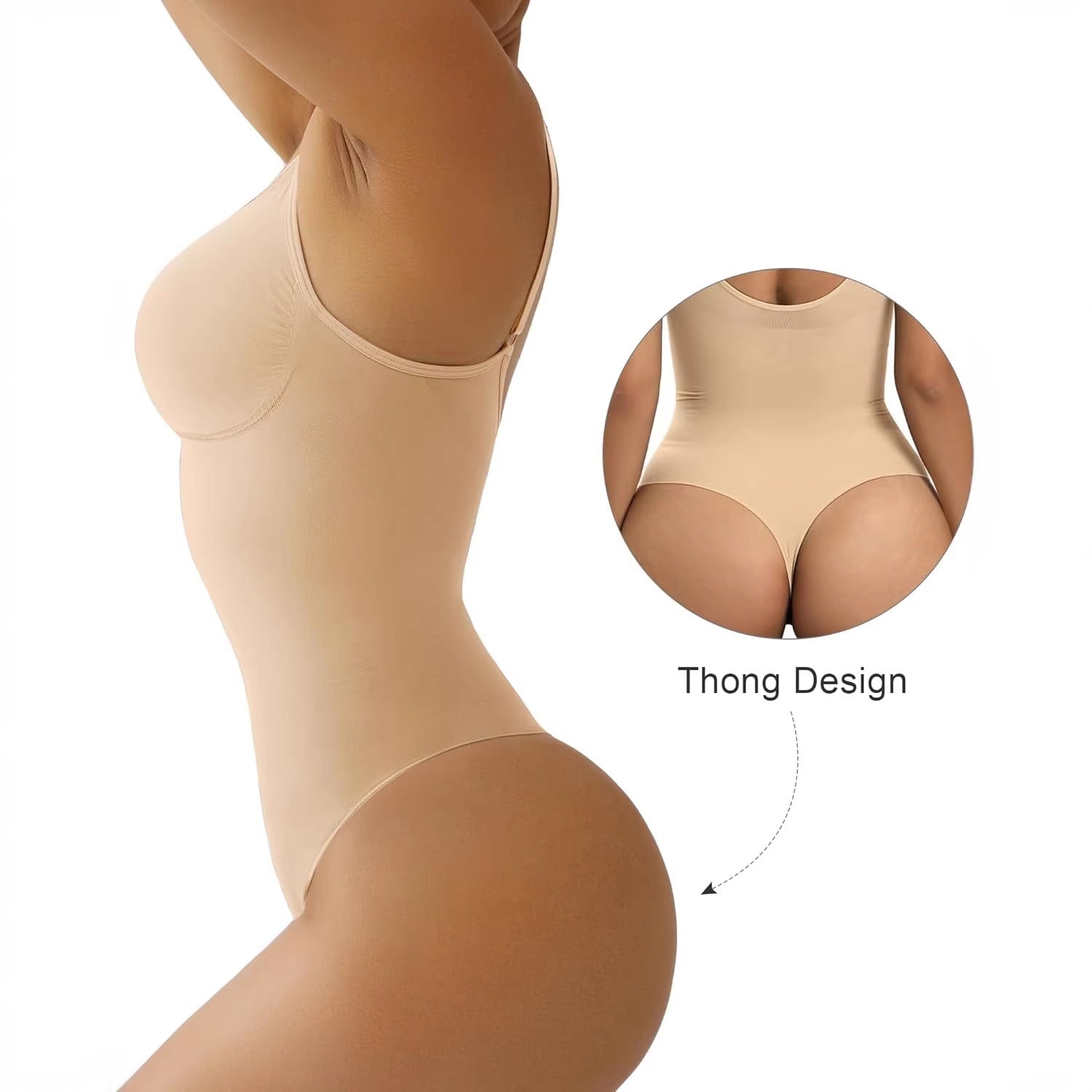 Fashion Couture sculpting shapewear for women with tummy control, butt lift, and all-day comfort, shown on a model.