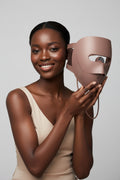 Fashion Couture LED light therapy face mask with red and blue lights for skin rejuvenation and at-home skincare treatment.