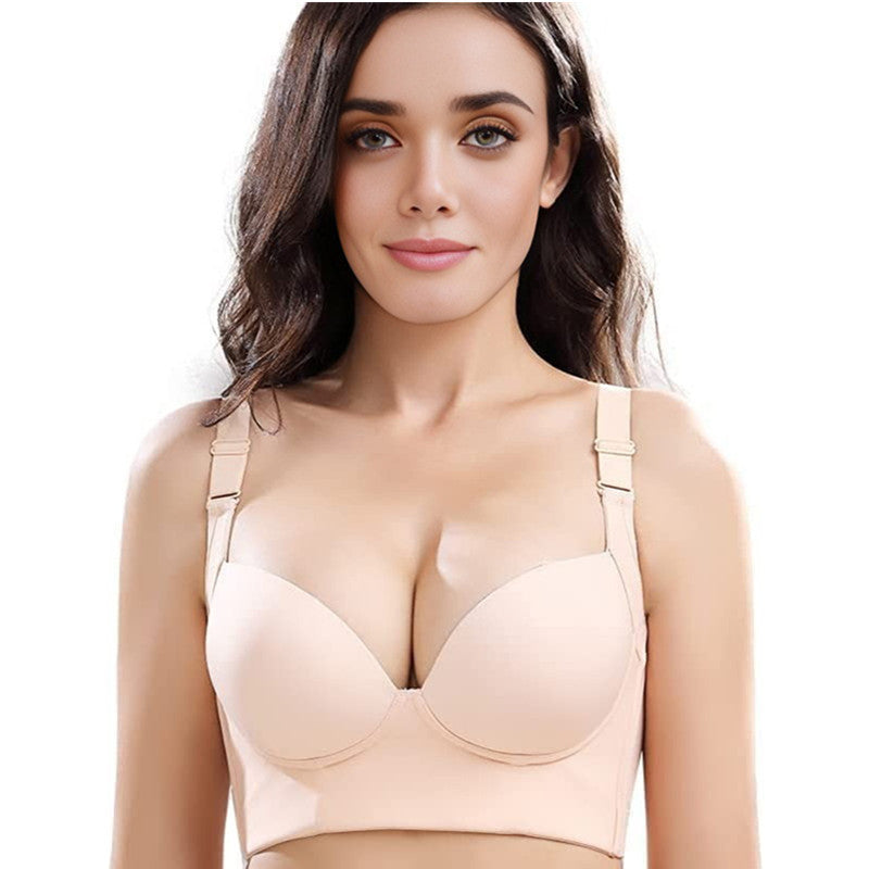 Seamless wireless shaping bra by Fashion Couture with side fat control and supportive back, designed for a smooth, comfortable fit.