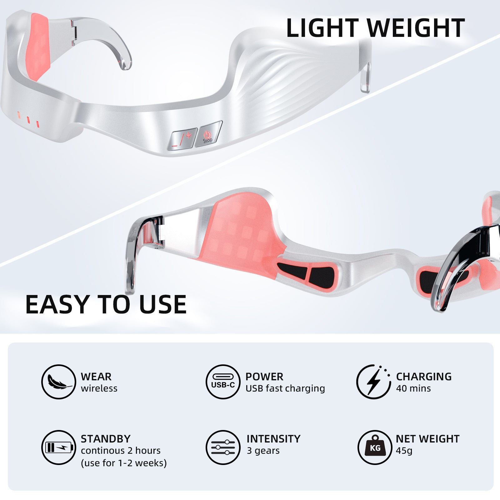 Fashion Couture EMS Eye Massager with microcurrent and red light therapy for brighter, refreshed eyes.