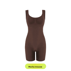 Fashion Couture body sculpting shapewear suit with abdominal support and butt lift design, shown in black fabric on a mannequin.