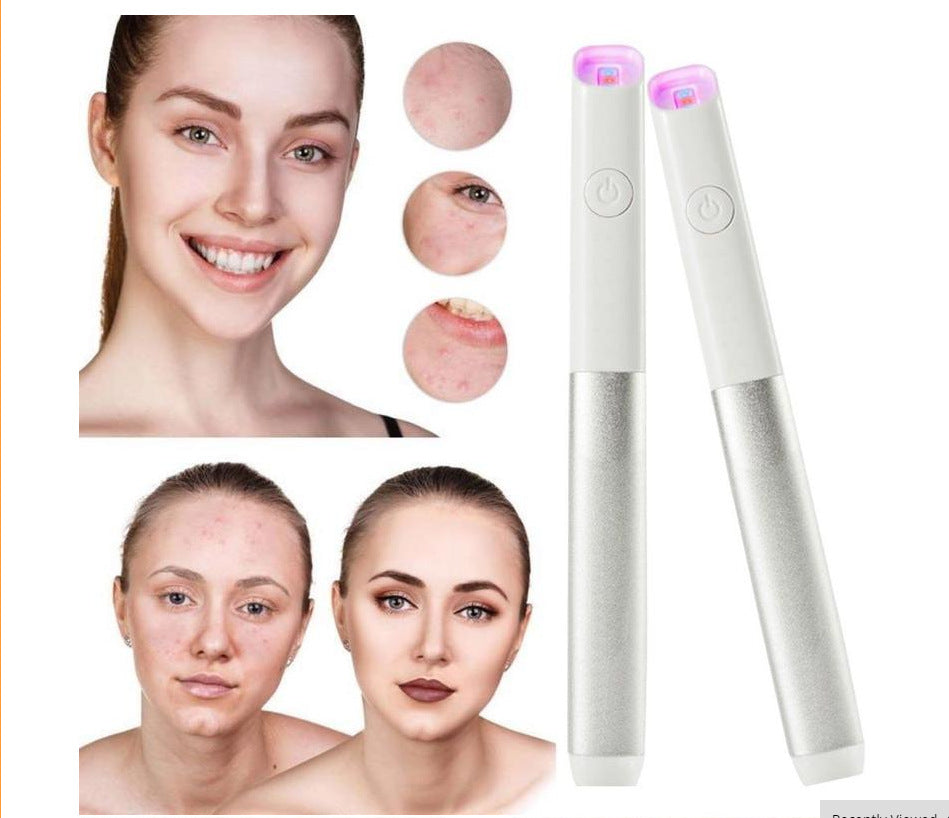 Fashion Couture LED Acne Treatment Pen with red and blue light therapy for clearer skin, shown in a close-up image.