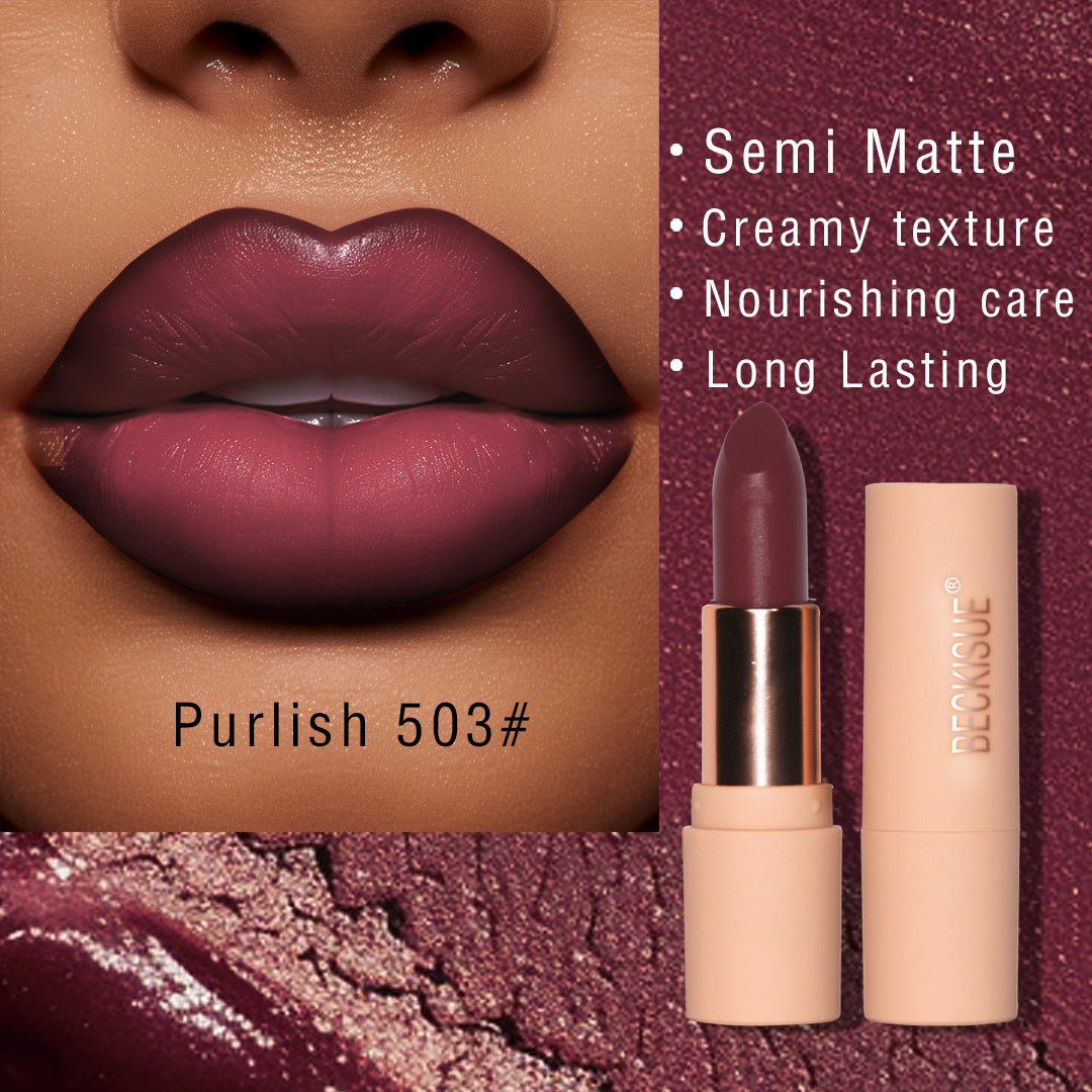 Nude Semi-Matte Lipstick – Long-Lasting Waterproof Formula | 12 Shades, 3.6g