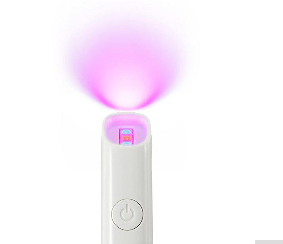 Fashion Couture LED Acne Treatment Pen with red and blue light therapy for clearer skin, handheld skincare device.