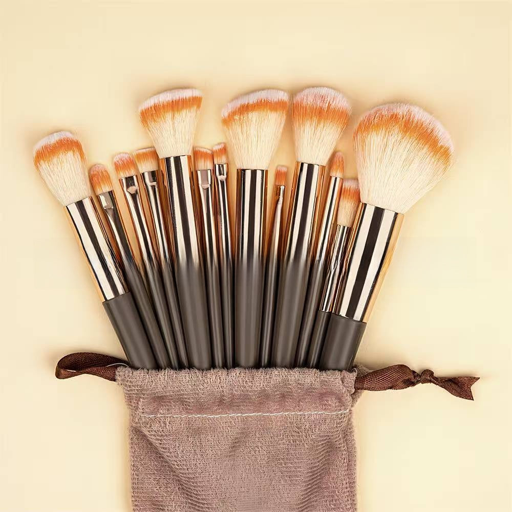 13-Piece Makeup Brush Set – Powder, Blush, Eyeshadow & Lip Brushes | Synthetic Fibres, 5 Colour Options