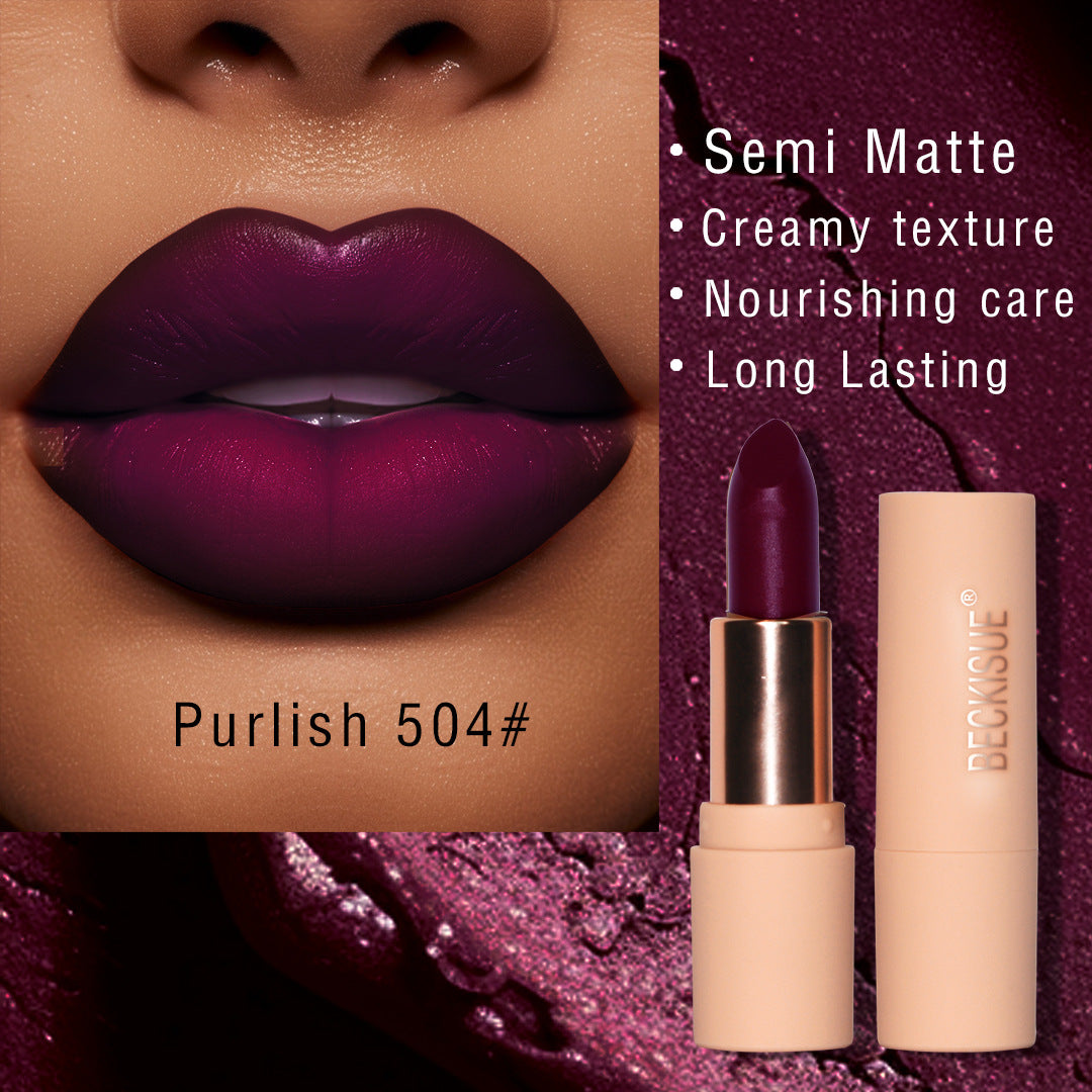 Nude Semi-Matte Lipstick – Long-Lasting Waterproof Formula | 12 Shades, 3.6g