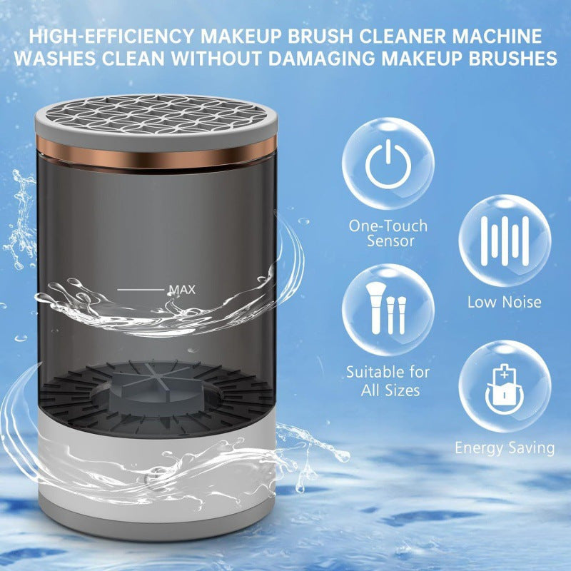Rechargeable Electric Makeup Brush Cleaner & Dryer – USB, Auto-Spin | Transparent & Black
