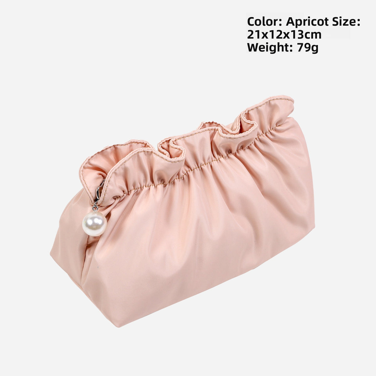 Satin Ruffled Cosmetic Bag – Compact Travel Makeup Pouch | 11 Colours, Zip Closure